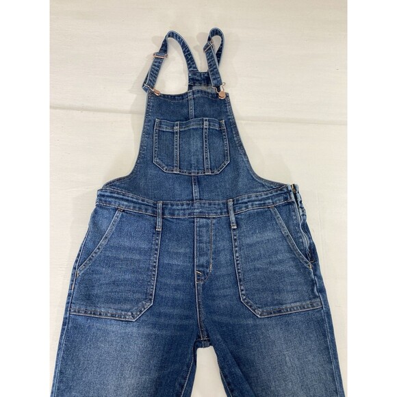 Old Navy Women’s 8 Blue Denim Overalls Straight Leg Adjustable Straps Casual - Picture 3 of 13